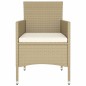 vidaXL 5-tlg. Garten-Bistro-Set Poly Rattan und Hartglas Beige vidaXL 5-tlg. Garten-Bistro-Set Poly Rattan und Hartglas Beige