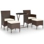 vidaXL 5-tlg. Garten-Bistro-Set Poly Rattan und Hartglas Braun vidaXL 5-tlg. Garten-Bistro-Set Poly Rattan und Hartglas Braun