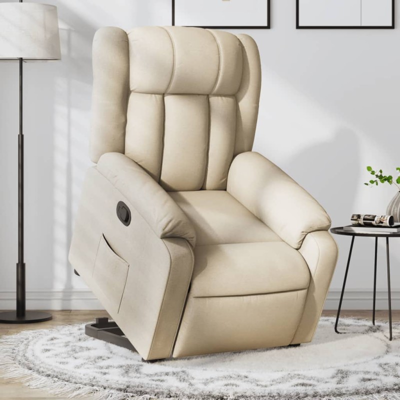 vidaXL Relaxsessel mit Aufstehhilfe Creme Stoff vidaXL Relaxsessel mit Aufstehhilfe Creme Stoff