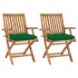 Gartenstühle 2 Stk. mit Grünen Kissen Massivholz Teak Gartenstühle 2 Stk. mit Grünen Kissen Massivholz Teak