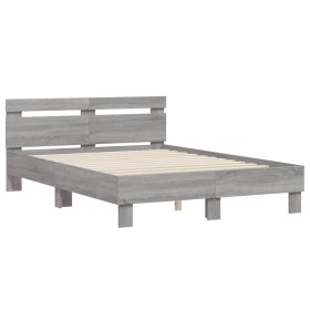 vidaXL Bettgestell mit Kopfteil Grau Sonoma 120x190 cm Holzwerkstoff