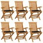 Gartenstühle mit Schwarzen Kissen 6 Stk. Massivholz Teak Gartenstühle mit Schwarzen Kissen 6 Stk. Massivholz Teak