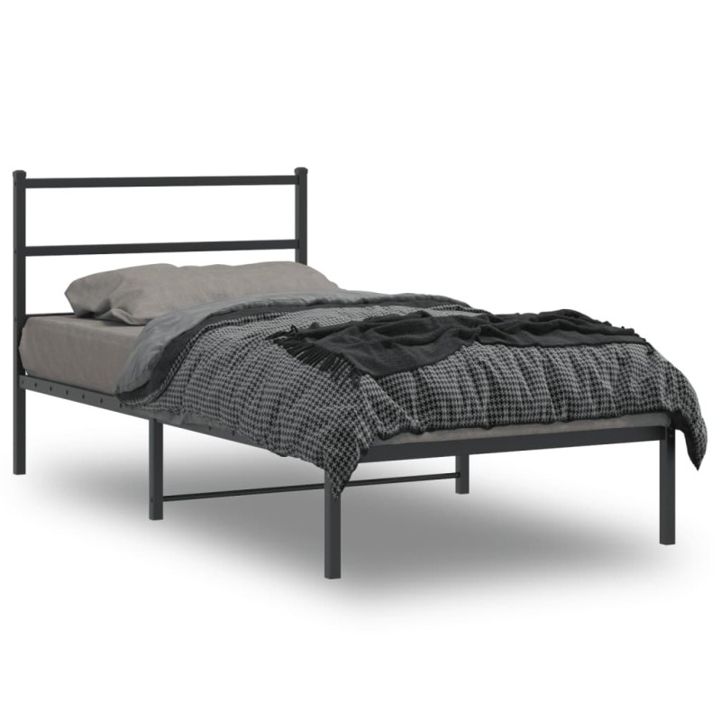 vidaXL Bettgestell mit Kopfteil Metall Schwarz 100x200 cm vidaXL Bettgestell mit Kopfteil Metall Schwarz 100x200 cm
