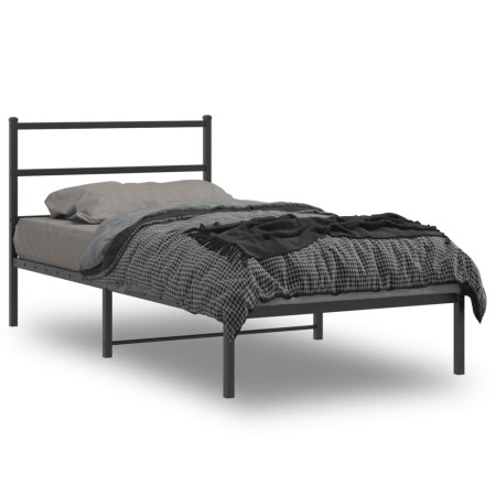 vidaXL Bettgestell mit Kopfteil Metall Schwarz 100x200 cm