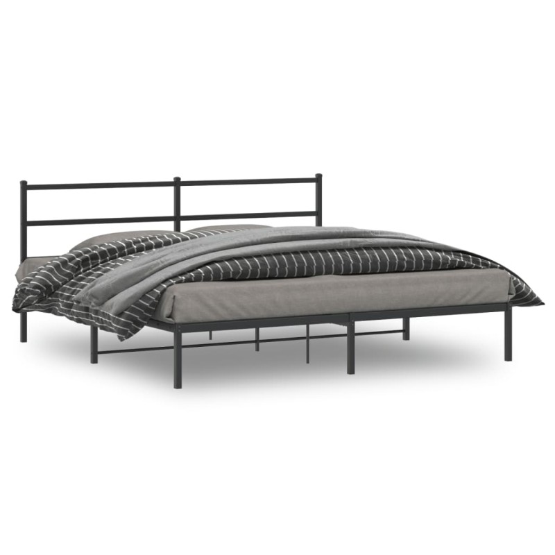 vidaXL Bettgestell mit Kopfteil Metall Schwarz 180x200 cm vidaXL Bettgestell mit Kopfteil Metall Schwarz 180x200 cm