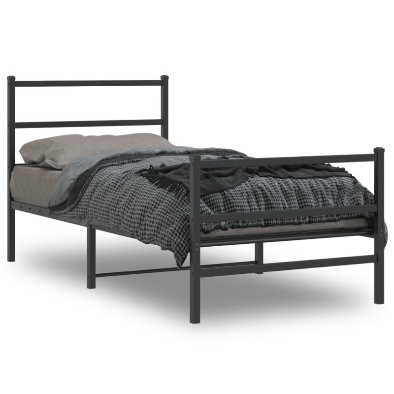 vidaXL Bettgestell mit Kopf- und Fußteil Metall Schwarz 90x200 cm vidaXL Bettgestell mit Kopf- und Fußteil Metall Schwarz 90x200 cm