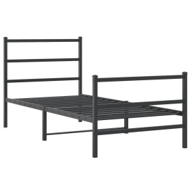 vidaXL Bettgestell mit Kopf- und Fußteil Metall Schwarz 90x200 cm