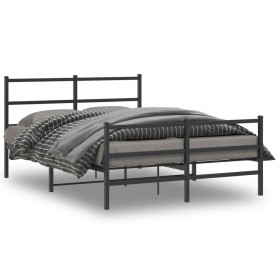 vidaXL Bettgestell mit Kopf- und Fußteil Metall Schwarz 140x190 cm