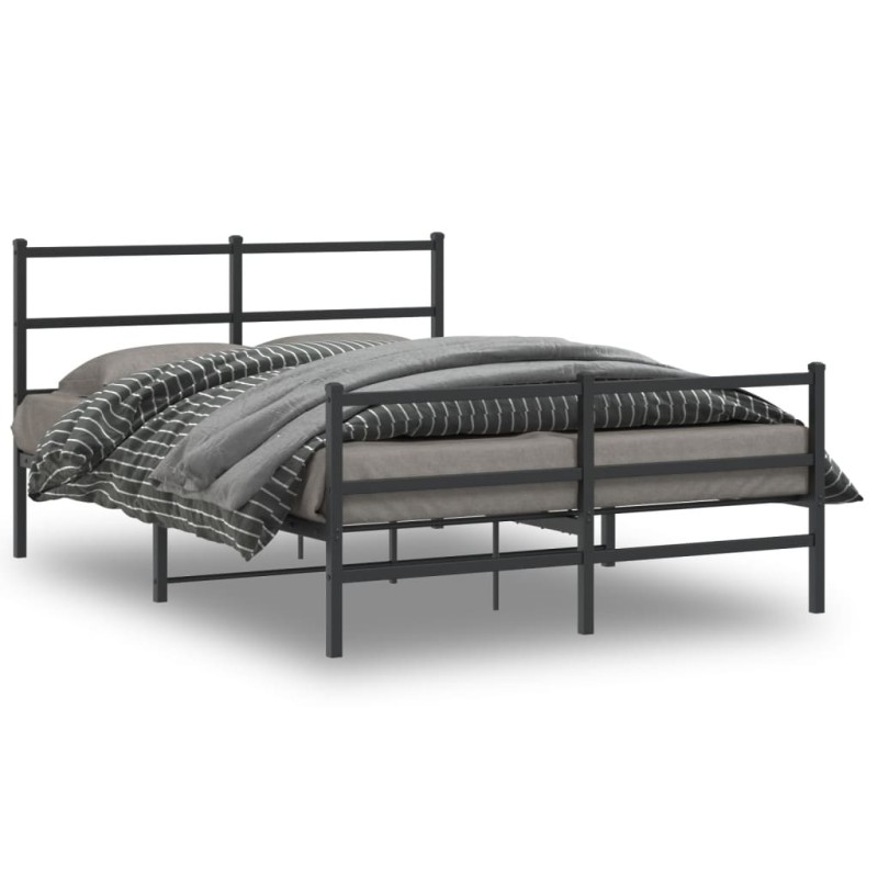 vidaXL Bettgestell mit Kopf- und Fußteil Metall Schwarz 140x190 cm vidaXL Bettgestell mit Kopf- und Fußteil Metall Schwarz 140x190 cm