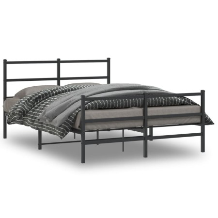 vidaXL Bettgestell mit Kopf- und Fußteil Metall Schwarz 140x190 cm