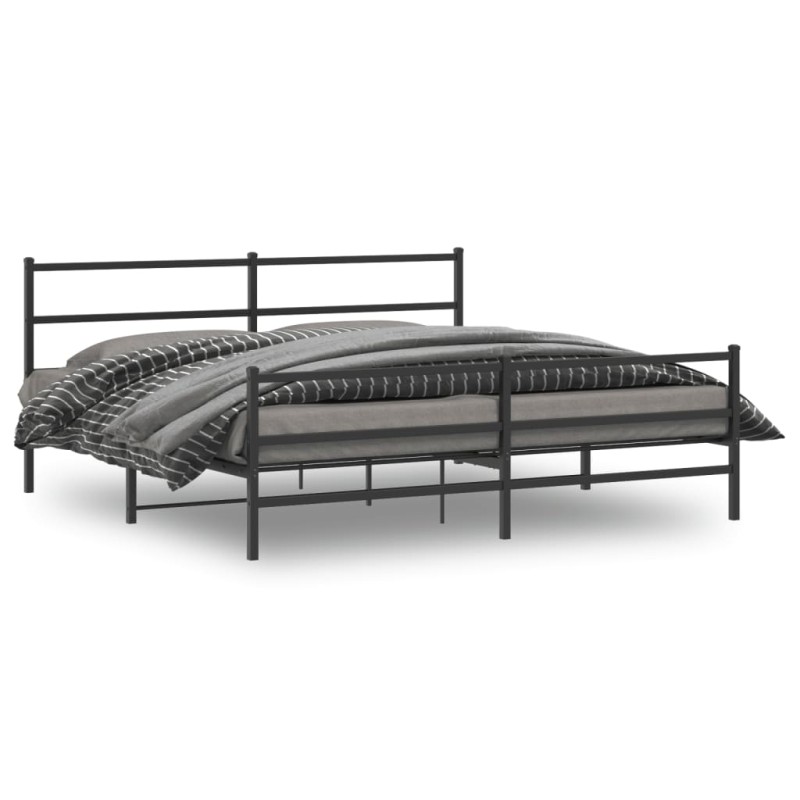 vidaXL Bettgestell mit Kopf- und Fußteil Metall Schwarz 183x213 cm vidaXL Bettgestell mit Kopf- und Fußteil Metall Schwarz 183x213 cm