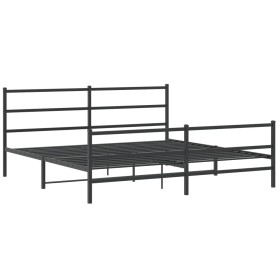 vidaXL Bettgestell mit Kopf- und Fußteil Metall Schwarz 183x213 cm