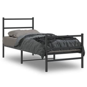 vidaXL Bettgestell mit Kopf- und Fußteil Metall Schwarz 80x200 cm