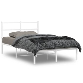 vidaXL Bettgestell mit Kopfteil Metall Weiß 120x190 cm