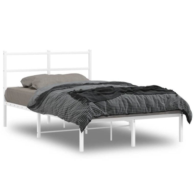 vidaXL Bettgestell mit Kopfteil Metall Weiß 120x190 cm vidaXL Bettgestell mit Kopfteil Metall Weiß 120x190 cm