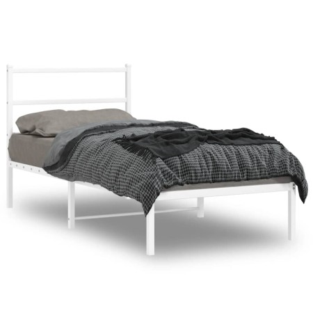 vidaXL Bettgestell mit Kopfteil Metall Weiß 90x200 cm
