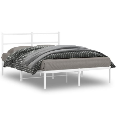 vidaXL Bettgestell mit Kopfteil Metall Weiß 135x190 cm