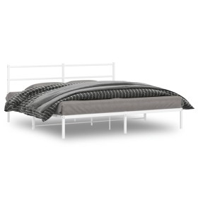 vidaXL Bettgestell mit Kopfteil Metall Weiß 180x200 cm