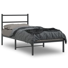 vidaXL Bettgestell mit Kopfteil Metall Schwarz 90x190 cm