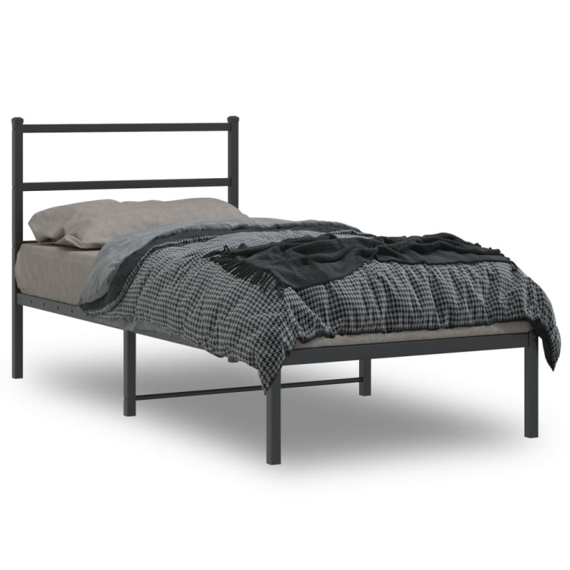 vidaXL Bettgestell mit Kopfteil Metall Schwarz 90x190 cm vidaXL Bettgestell mit Kopfteil Metall Schwarz 90x190 cm