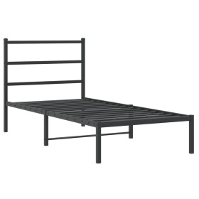 vidaXL Bettgestell mit Kopfteil Metall Schwarz 90x190 cm