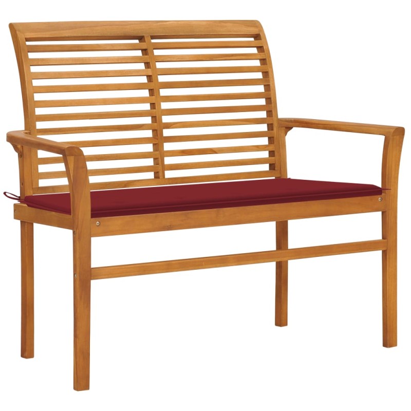 Gartenbank mit Weinroter Auflage 112 cm Massivholz Teak Gartenbank mit Weinroter Auflage 112 cm Massivholz Teak