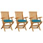 vidaXL Gartenstühle mit Hellblauen Kissen 3 Stk. Massivholz Teak vidaXL Gartenstühle mit Hellblauen Kissen 3 Stk. Massivholz Teak