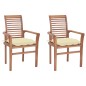 Essstühle 2 Stk. mit Cremeweißen Kissen Massivholz Teak Essstühle 2 Stk. mit Cremeweißen Kissen Massivholz Teak