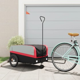 vidaXL Fahrradanhänger Schwarz und Rot 45 kg Eisen