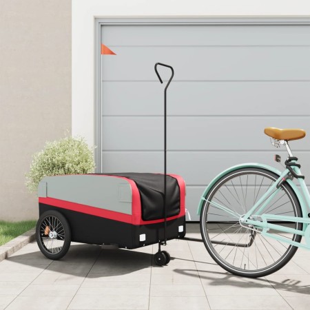 vidaXL Fahrradanhänger Schwarz und Rot 45 kg Eisen