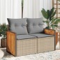 vidaXL Gartensofa mit Kissen 2-Sitzer Beige Poly Rattan vidaXL Gartensofa mit Kissen 2-Sitzer Beige Poly Rattan