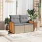 vidaXL Gartensofa mit Kissen 2-Sitzer Beige Poly Rattan vidaXL Gartensofa mit Kissen 2-Sitzer Beige Poly Rattan
