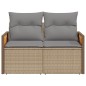 vidaXL Gartensofa mit Kissen 2-Sitzer Beige Poly Rattan vidaXL Gartensofa mit Kissen 2-Sitzer Beige Poly Rattan