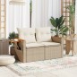 vidaXL Gartensofa mit Kissen 2-Sitzer Beige Poly Rattan vidaXL Gartensofa mit Kissen 2-Sitzer Beige Poly Rattan