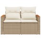 vidaXL Gartensofa mit Kissen 2-Sitzer Beige Poly Rattan vidaXL Gartensofa mit Kissen 2-Sitzer Beige Poly Rattan
