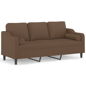 vidaXL 3-Sitzer-Sofa mit Zierkissen Braun 180 cm Stoff