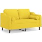 vidaXL 2-Sitzer-Sofa mit Zierkissen Hellgelb 120 cm Stoff vidaXL 2-Sitzer-Sofa mit Zierkissen Hellgelb 120 cm Stoff
