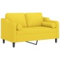 vidaXL 2-Sitzer-Sofa mit Zierkissen Hellgelb 120 cm Stoff vidaXL 2-Sitzer-Sofa mit Zierkissen Hellgelb 120 cm Stoff