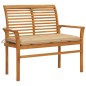 Gartenbank mit Beige Auflage 112 cm Massivholz Teak Gartenbank mit Beige Auflage 112 cm Massivholz Teak