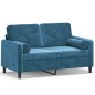 vidaXL 2-Sitzer-Sofa mit Zierkissen Blau 120 cm Samt vidaXL 2-Sitzer-Sofa mit Zierkissen Blau 120 cm Samt