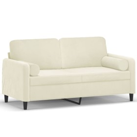 vidaXL 2-Sitzer-Sofa mit Zierkissen Creme 140 cm Samt