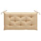 Gartenbank mit Beige Auflage 112 cm Massivholz Teak Gartenbank mit Beige Auflage 112 cm Massivholz Teak