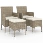 vidaXL 4-tlg. Gartenstuhl und Hocker Set Poly Rattan Grau vidaXL 4-tlg. Gartenstuhl und Hocker Set Poly Rattan Grau