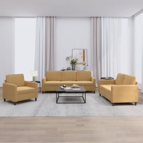vidaXL 3-tlg. Sofagarnitur Braun Samt
