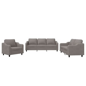vidaXL 3-tlg. Sofagarnitur mit Kissen Taupe Stoff