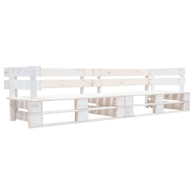 vidaXL Garten-Palettensofa 2-Sitzer Weiß Holz vidaXL Garten-Palettensofa 2-Sitzer Weiß Holz