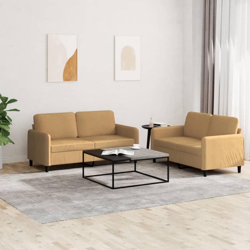 vidaXL 2-tlg. Sofagarnitur Braun Samt vidaXL 2-tlg. Sofagarnitur Braun Samt