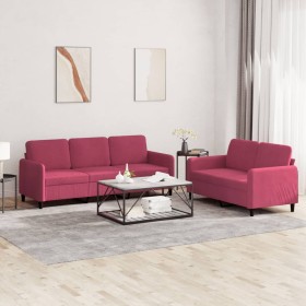 vidaXL 2-tlg. Sofagarnitur Weinrot Samt