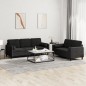 vidaXL 2-tlg. Sofagarnitur mit Kissen Schwarz Samt