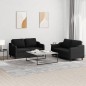 vidaXL 2-tlg. Sofagarnitur mit Kissen Schwarz Stoff vidaXL 2-tlg. Sofagarnitur mit Kissen Schwarz Stoff